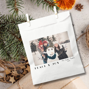 Modern Minimalist Peace & Joy Photo Favour Bags