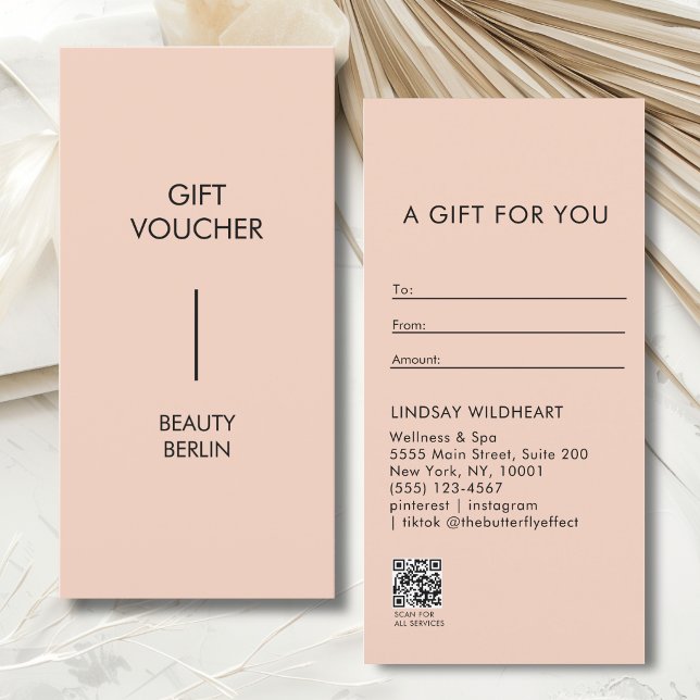 Modern Minimalist Peach QR Code Gift Certificate (Modern Minimalist Peach QR Code Gift Certificate)