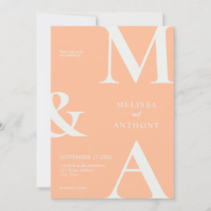 Modern Minimalist Peach Wedding Invitation