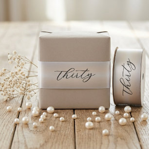 Modern Minimalist Pearl Milestone Birthday Satin Ribbon