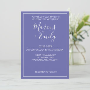 Modern Minimalist Periwinkle & White Wedding  Invitation