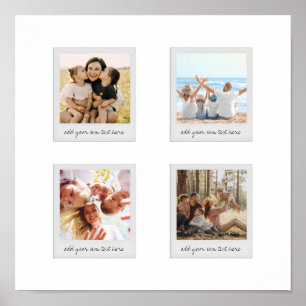 Modern Minimalist Personalised 4 Photo Poster
