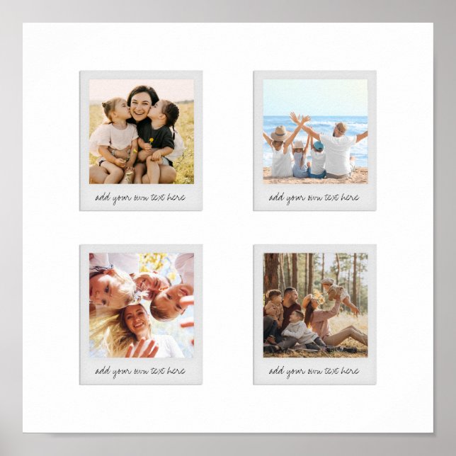 Modern Minimalist Personalised 4 Photo Poster (Front)