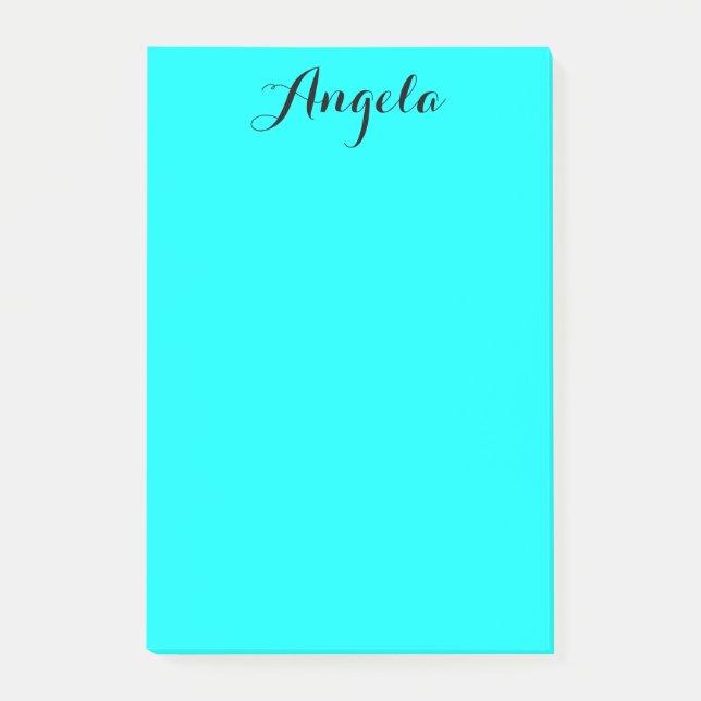 Modern Minimalist Personalised Aqua Post-it Notes (Front)