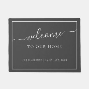 Modern Minimalist Personalised Chic Monogram Name Doormat