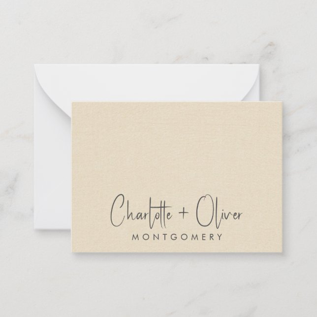 Modern Minimalist Personalised Cream Wedding  Card (Front)