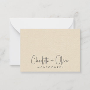 Modern Minimalist Personalised Cream Wedding  Card