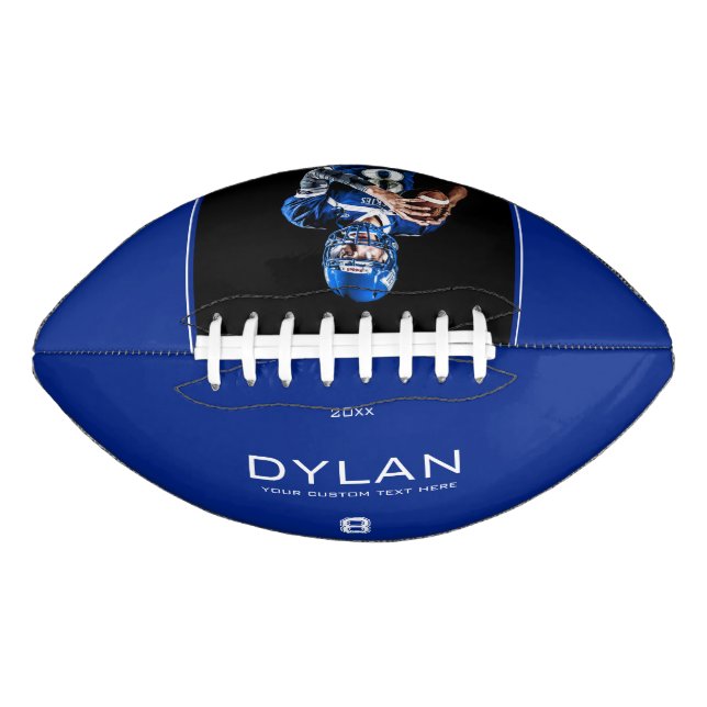 Modern Minimalist Personalised Keepsake Blue American Football (Front)