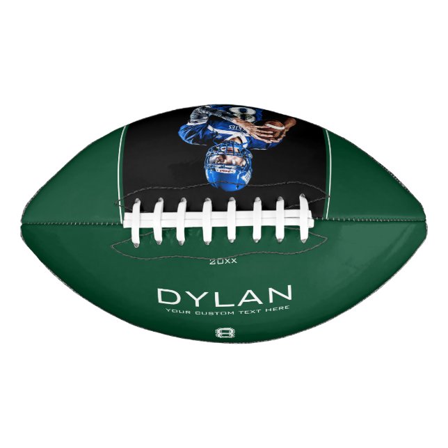 Modern Minimalist Personalised Keepsake Green American Football (Front)