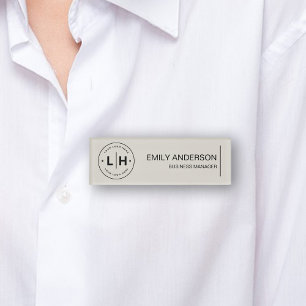 Modern Minimalist Personalised Logo  Name Tag