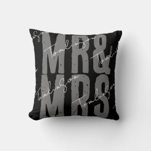 Modern minimalist personalised Mr. and Mrs. Cushion