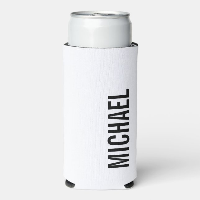 Modern Minimalist Personalised Name Can Cooler (Seltzer Front)