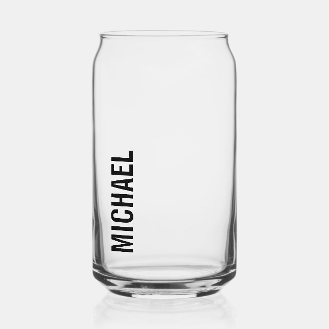 Modern Minimalist Personalised Name Can Glass (Front)