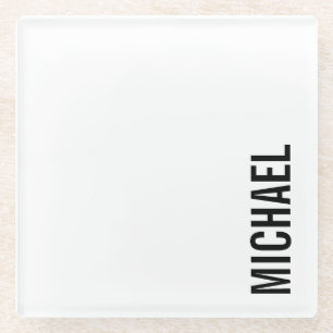 Modern Minimalist Personalised Name Glass Coaster
