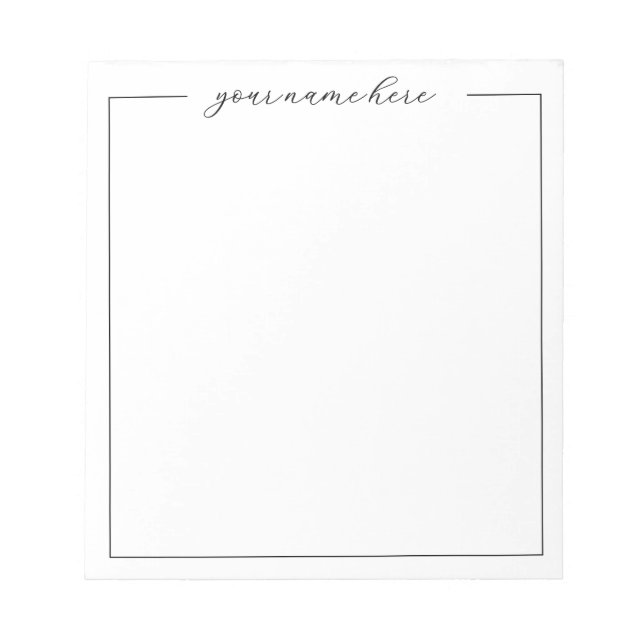 Modern Minimalist Personalised Name Notepad (Front)