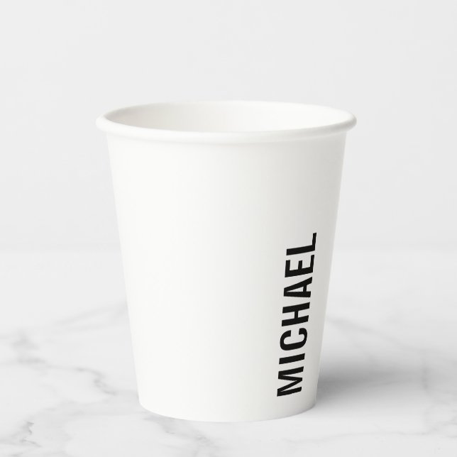 Modern Minimalist Personalised Name Paper Cups (Front)