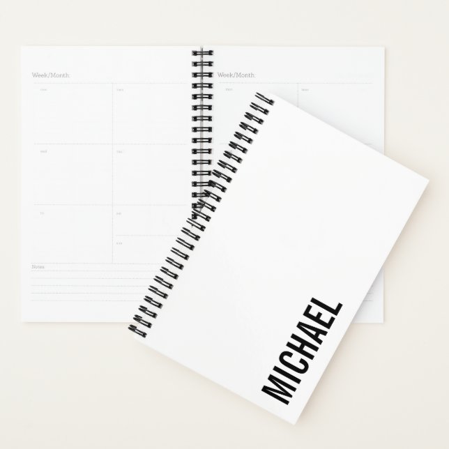 Modern Minimalist Personalised Name Planner (Display)