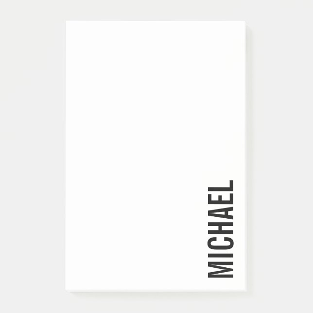 Modern Minimalist Personalised Name Post-it Notes (Front)