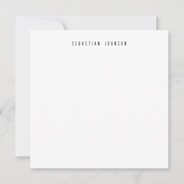 Modern Minimalist Personalised Name Stationery Card (Front)