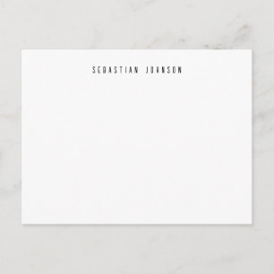 Modern Minimalist Personalised Name Stationery Postcard