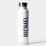 Modern Minimalist Personalised Name Water Bottle<br><div class="desc">Modern Minimalist Design featuring personalised name in modern bold sans serif font style.

Perfect as holiday gifts for him,  father's day gifts and gifts for any special occasions.</div>