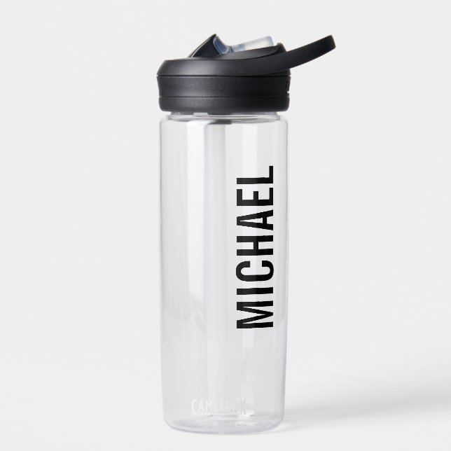 Modern Minimalist Personalised Name Water Bottle (Left)