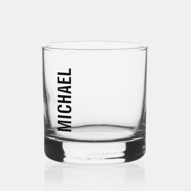 Modern Minimalist Personalised Name Whiskey Glass (Front)