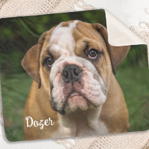 Modern Minimalist Personalised Pet Photo Dog Lover Sherpa Blanket