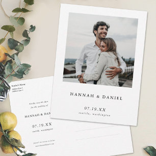 Modern Minimalist Personalised Photo Save the Date Invitation Postcard