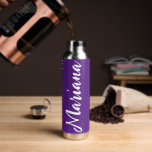 modern minimalist personalised purple white  water bottle<br><div class="desc">modern minimalist personalised purple white Water Bottle 
you can change background colour,  font colour and style.</div>