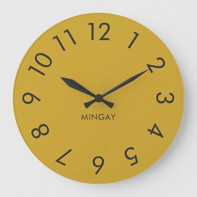 Modern Minimalist Personalised Solid Maize Yellow  Large Clock (Front)