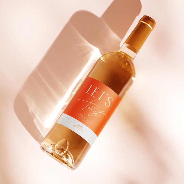 Modern Minimalist Personalised Wedding Bottle Wine Label (Creator Uploaded)