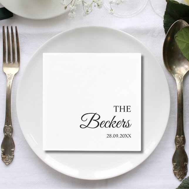 Modern Minimalist Personalised Wedding Napkin (Creator Uploaded)