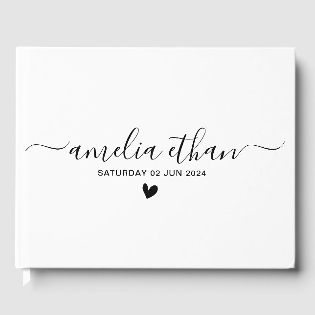 Modern Minimalist Personalised weddings Guestbook  (Front)