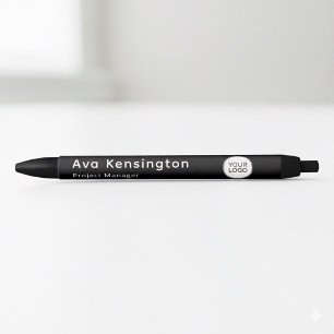 Modern Minimalist Personalized Name & Logo Black Ink Pen
