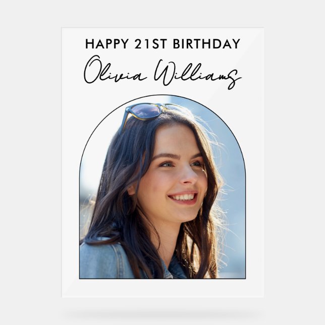 Modern Minimalist Photo 21st Birthday Sign (Front)