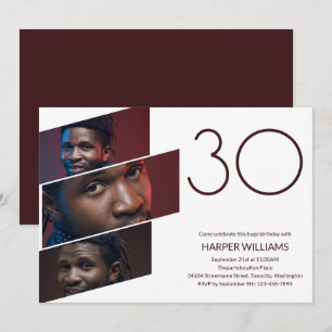 Modern Minimalist Photo 30th Birthday Invitation