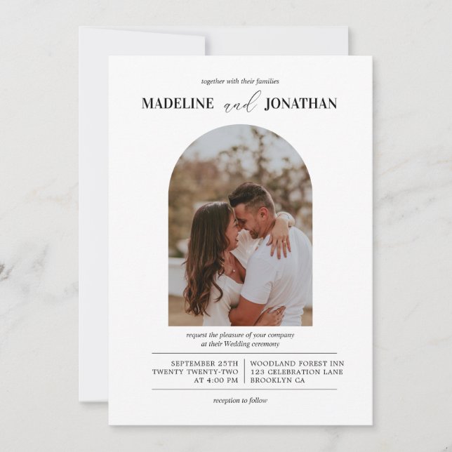 Modern Minimalist Photo Arch Wedding Invitation (Front)