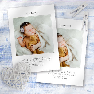 Modern Minimalist Photo Baby Birth Announcement