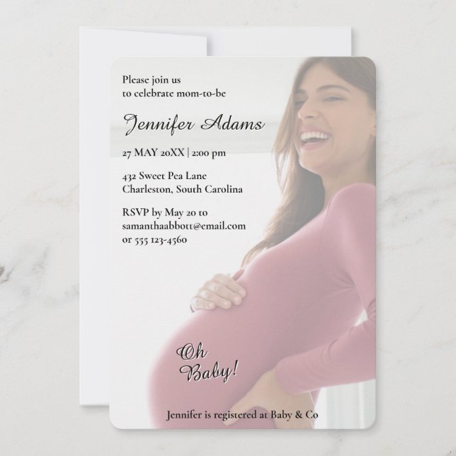 Modern Minimalist Photo Baby Shower Invitation (Front)