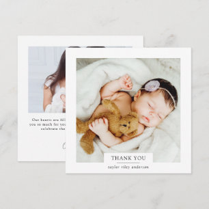Modern Minimalist Photo Baptism Christening  Thank You Card