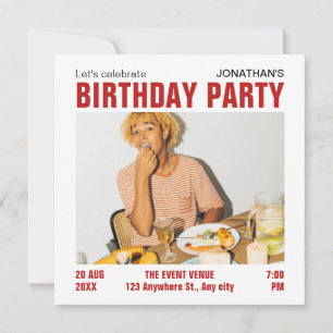 Modern minimalist photo birthday Invitation