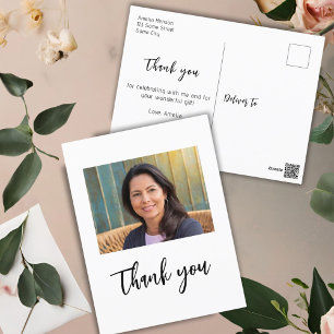 Modern Minimalist Photo Birthday Thank you Postcard