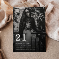 Modern & Minimalist Photo Black | White Birthday