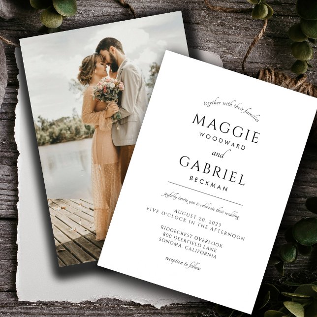 Modern Minimalist Photo Boho Wedding Invitation (Creator Uploaded)