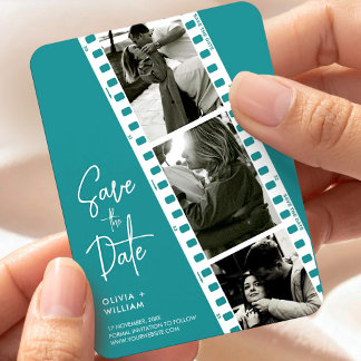 Modern minimalist photo booth strip save the date magnet
