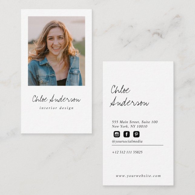 Modern Minimalist Photo Business Card (Front/Back)