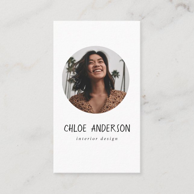Modern Minimalist Photo Business Card (Front)