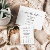 Modern Minimalist Photo Calendar White Wedding