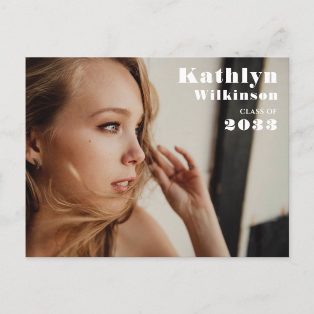 Modern Minimalist Photo Chic Graduation Party Announcement Postcard (Front)